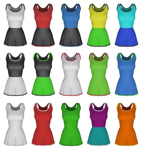 Plain female netball dress template isolated on white. vector