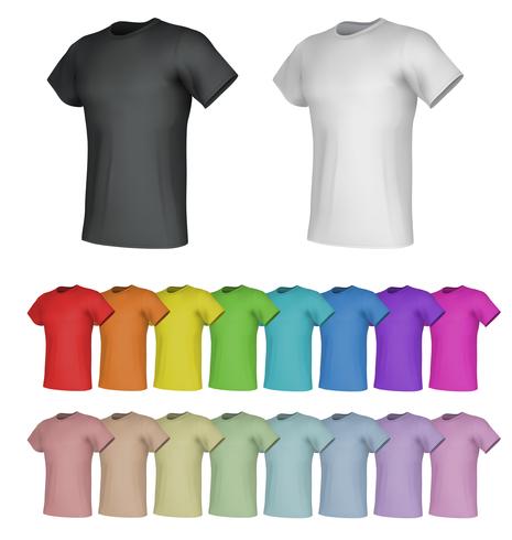 Plantillas de camiseta masculinas llanas. Fondo aislado vector