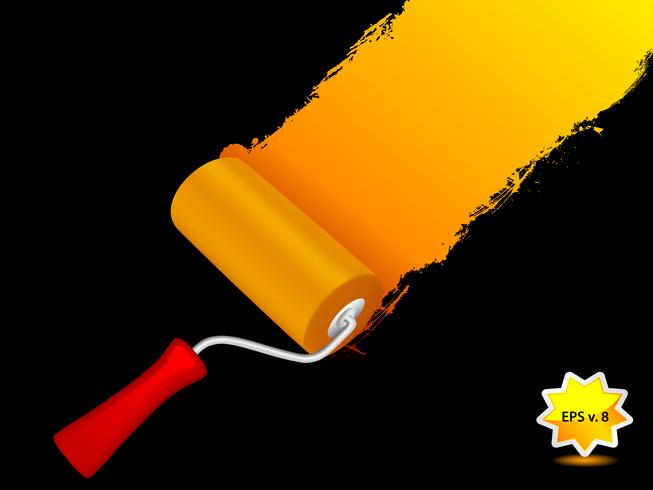 Paint roller with redecorated wall vector