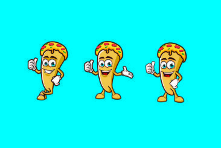 Diseños de logos de Pizza Slice Character Mascot vector