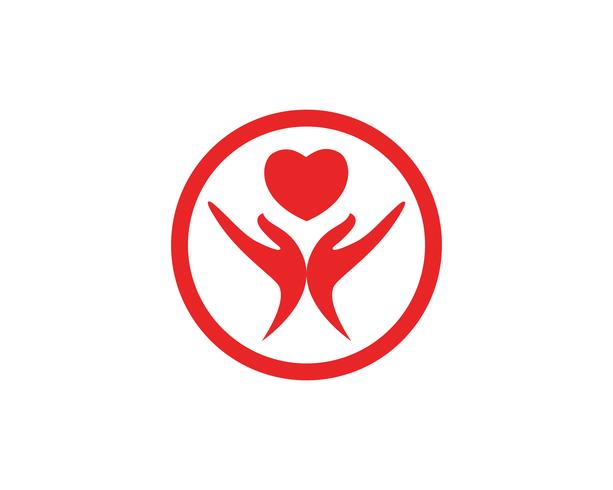 Logotipo rojo de la mano del amor y símbolos Iconos de la plantilla del vector