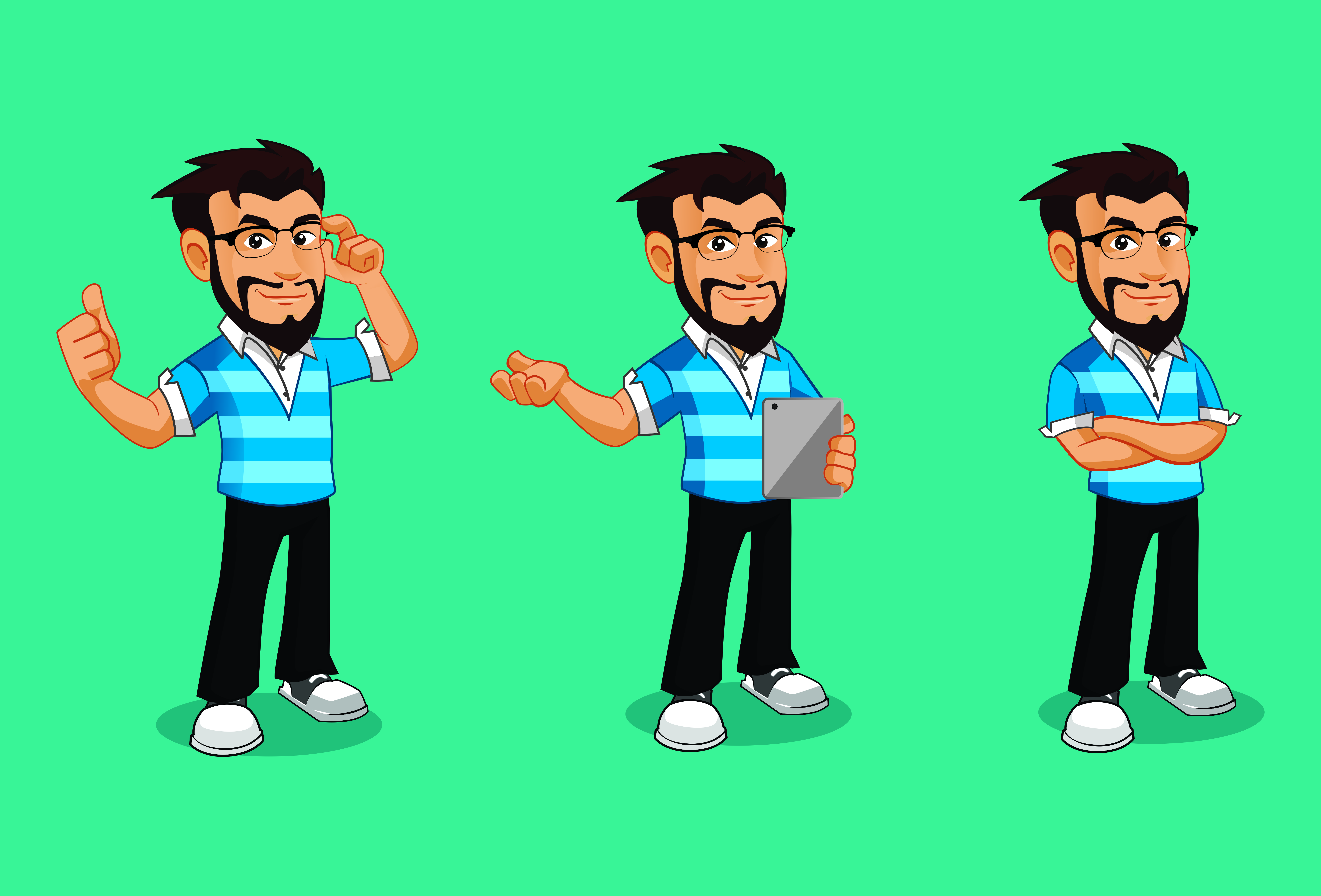 Download Geek Man character mascot designs with beard and glases 623884 Vector Art at Vecteezy