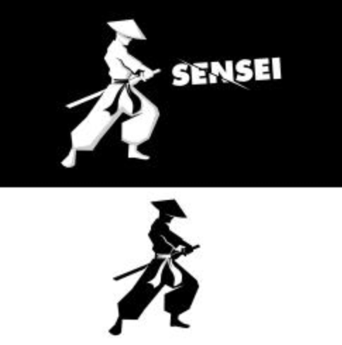 Diseños de logos Sensei Martial Art Character vector