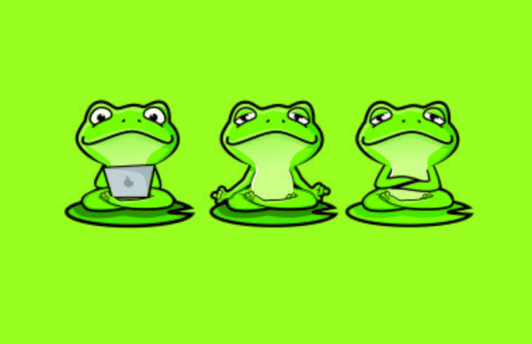 cute Zen Frog Character Mascot with yoga poses vector