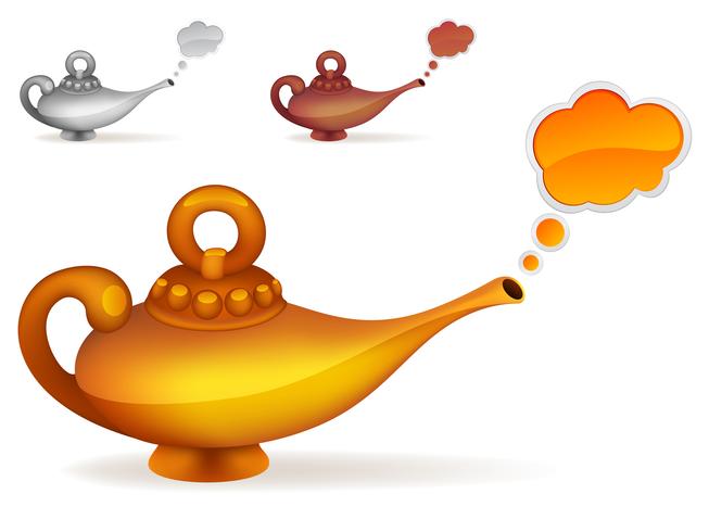 Gold magic lamp with a cloud vector