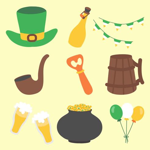 Conjunto de iconos dibujados a mano del día de San Patricio vector