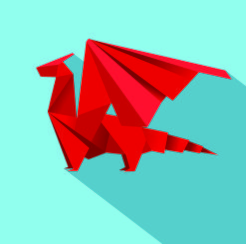 Dragón Geométrico Origami Diseño vector