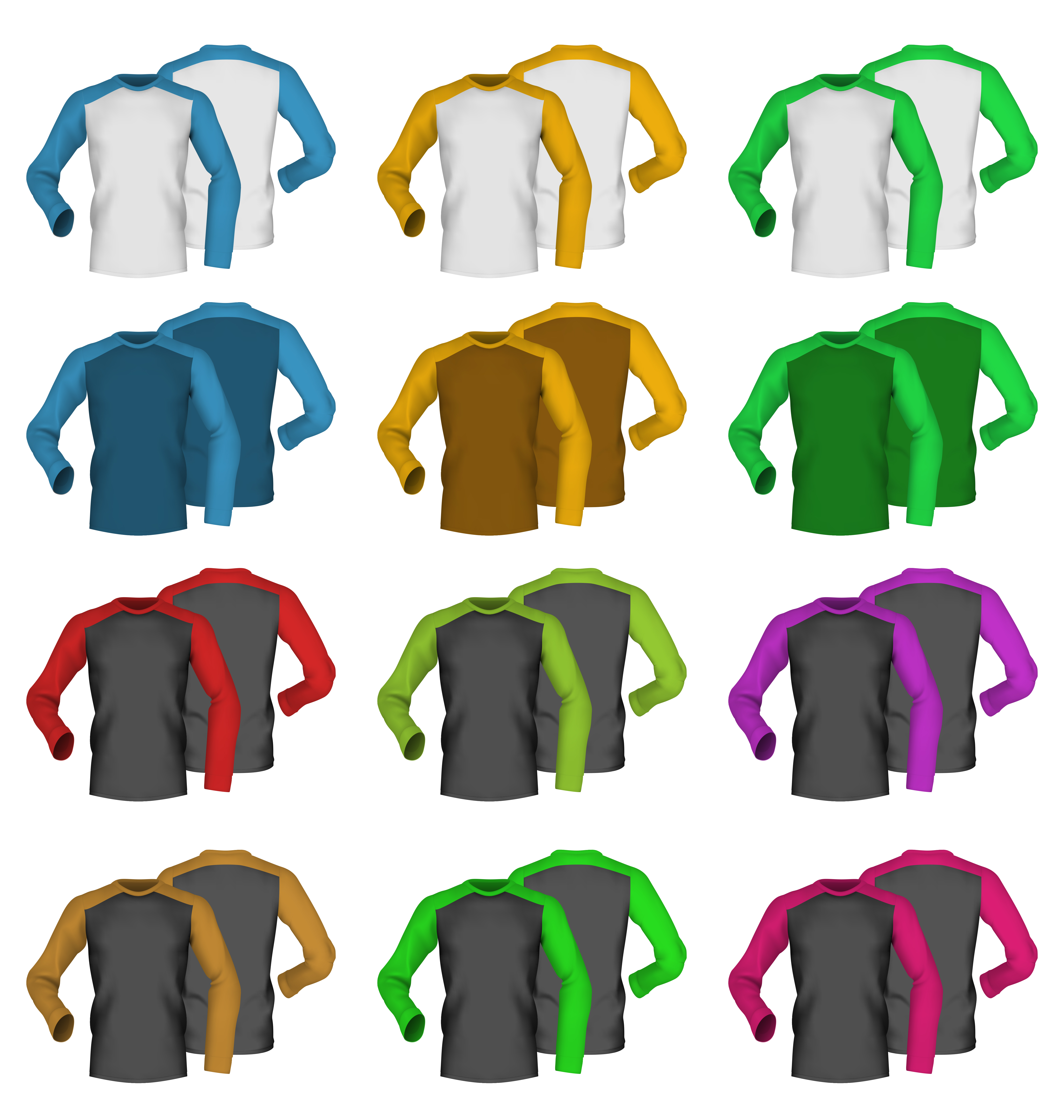 Download Long sleeve blank two colored t-shirt template. - Download ...