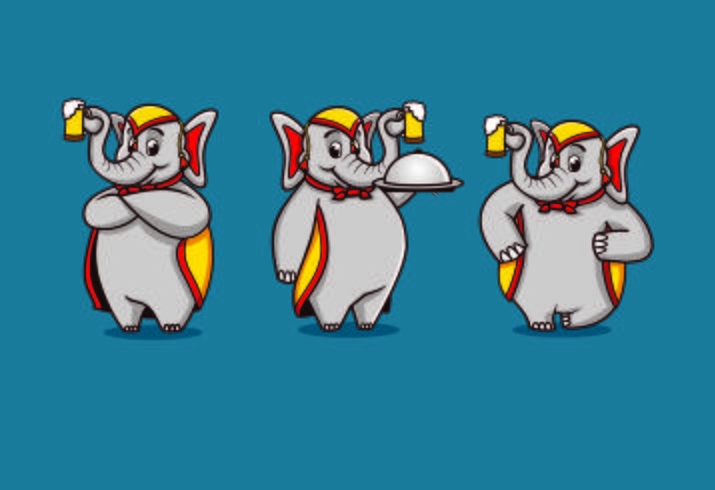 Elephant Restaurant Character Mascot vector