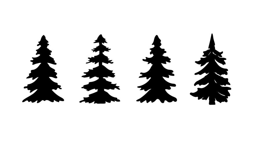 Set of silhouette pine tree or Christmas tree. Vector illustration.