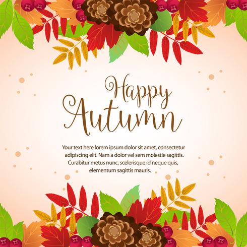 happy autumn colorful foliage border vector