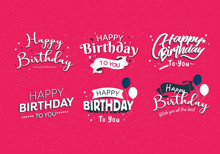 Happy Birthday Typography Vol 4 Vector