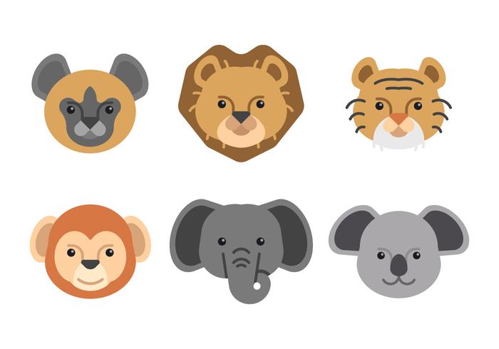 Conjunto de caras de animales vector