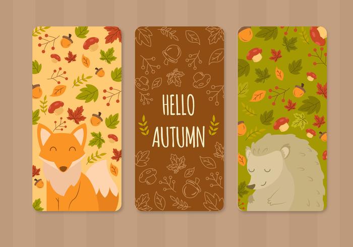 Cute Animals Autumn Greetings Card vector