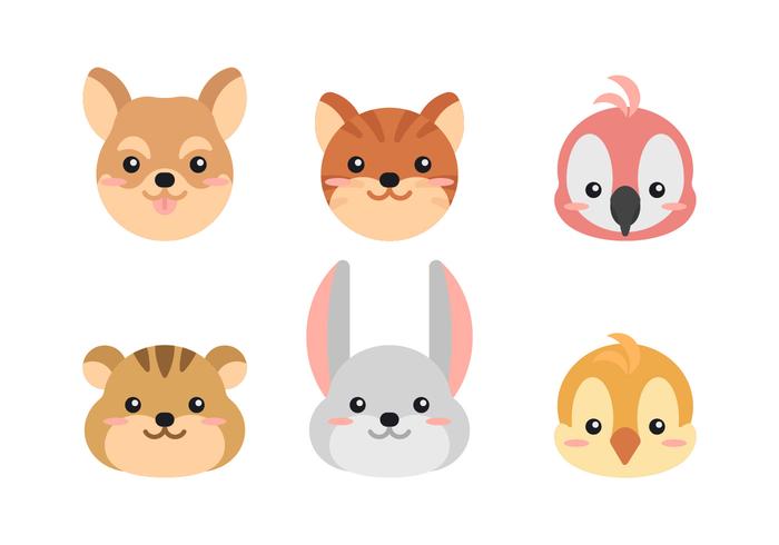 Conjunto de caras de animales vector