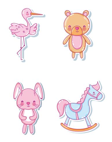 Cute baby cartoons collection vector