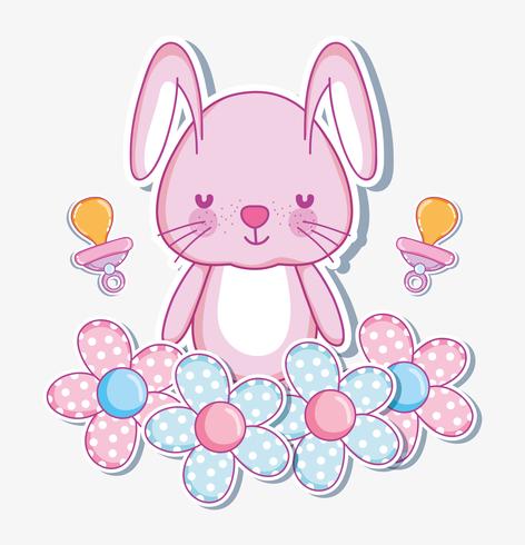 Cute bunny cartoon card vector