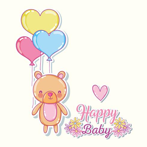 Cute bear with balloons vector