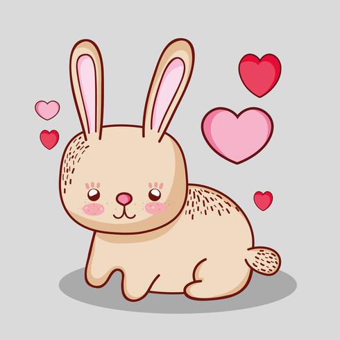 Cute bunny doodle cartoon vector