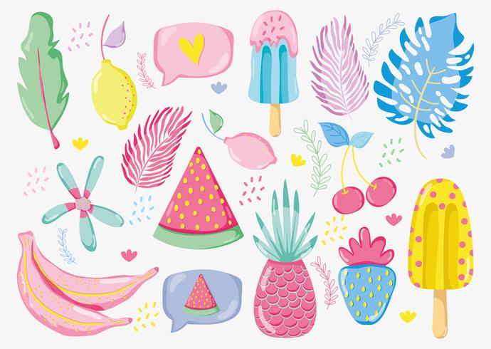 Punchy pastel fruits vector