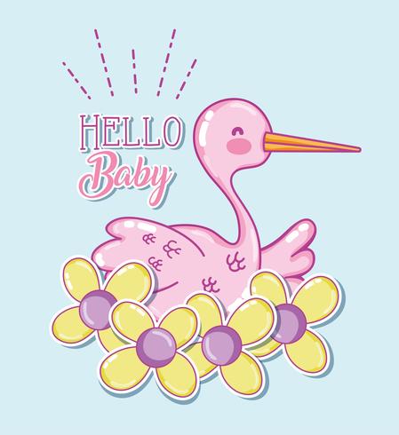 Hello baby shower card vector