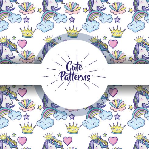 Cute patterns with doodles cartoons background vector