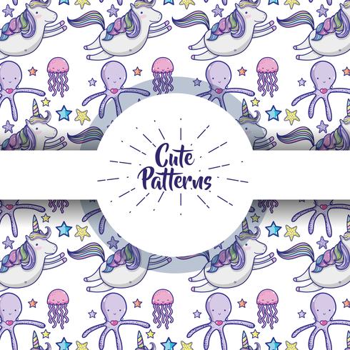 Cute patterns with doodles cartoons background vector