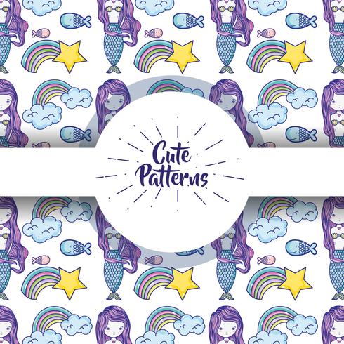 Cute patterns with doodles cartoons background vector