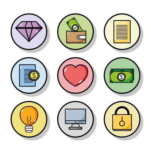 set line flat icons design vector