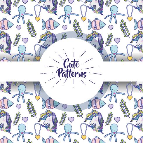 Cute patterns with doodles cartoons background vector