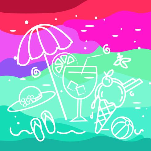 summer beach objects vector