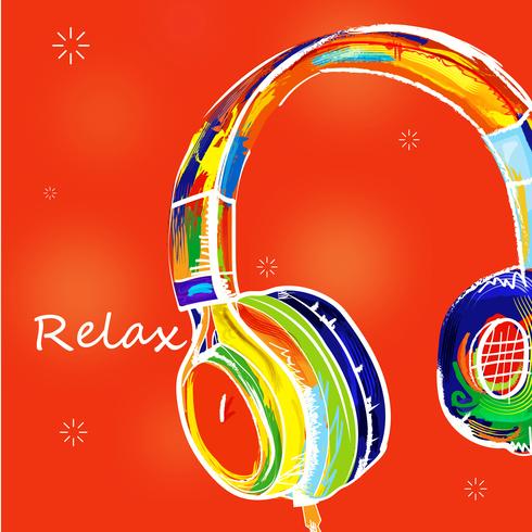 Drawn colorful Headphone vector