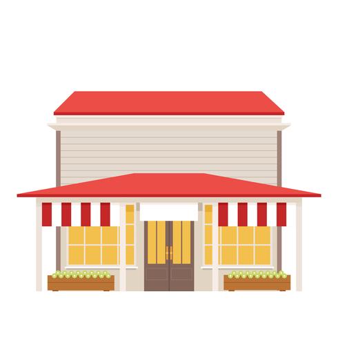 Tienda rural estilo edificio bajo. vector