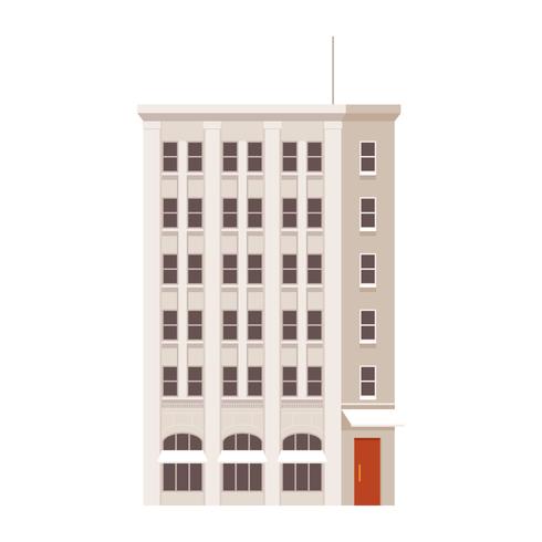 Retro style high-rise building. flat design style minimal vector illustration.