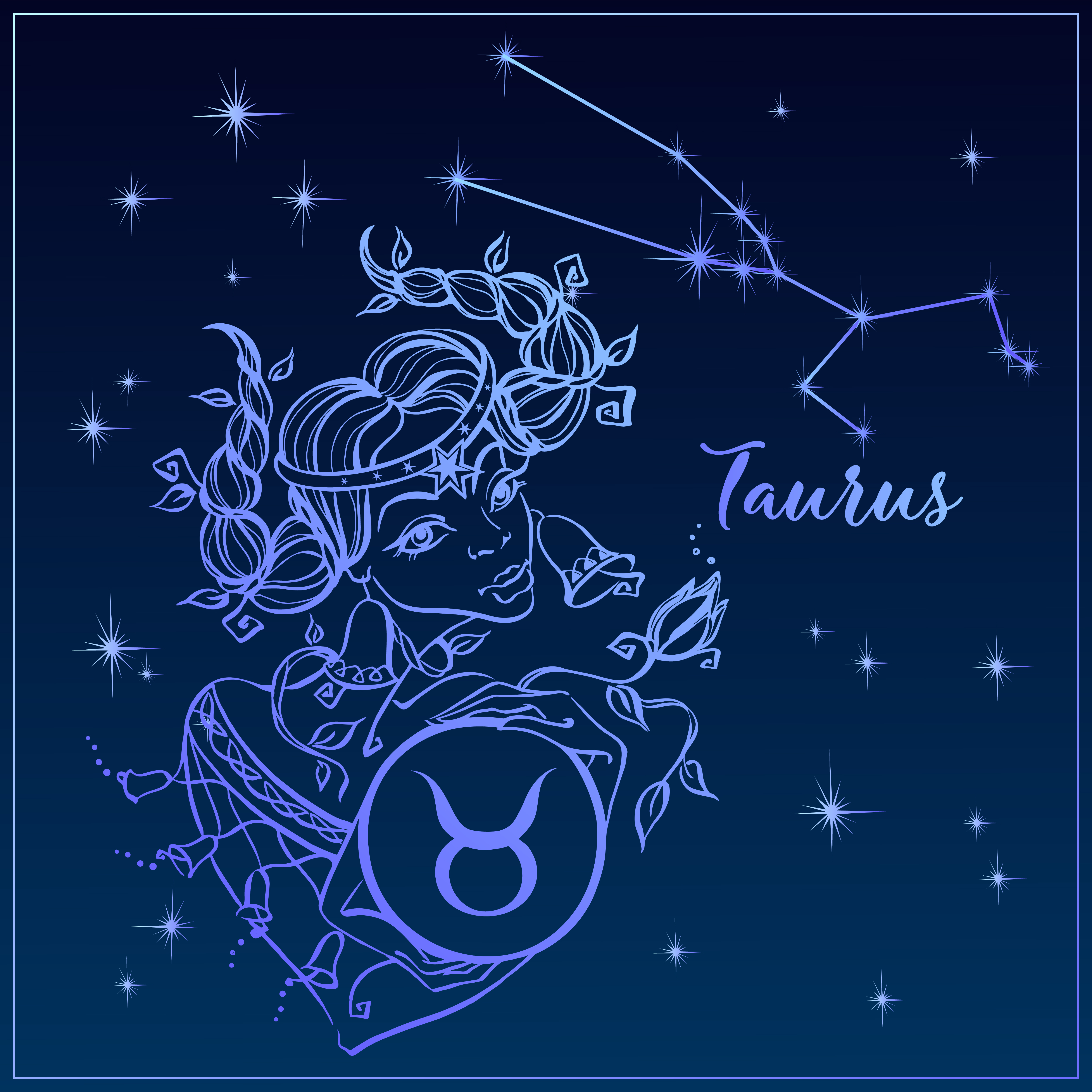 Zodiac sign Taurus as a beautiful girl. The Constellation Of Taurus