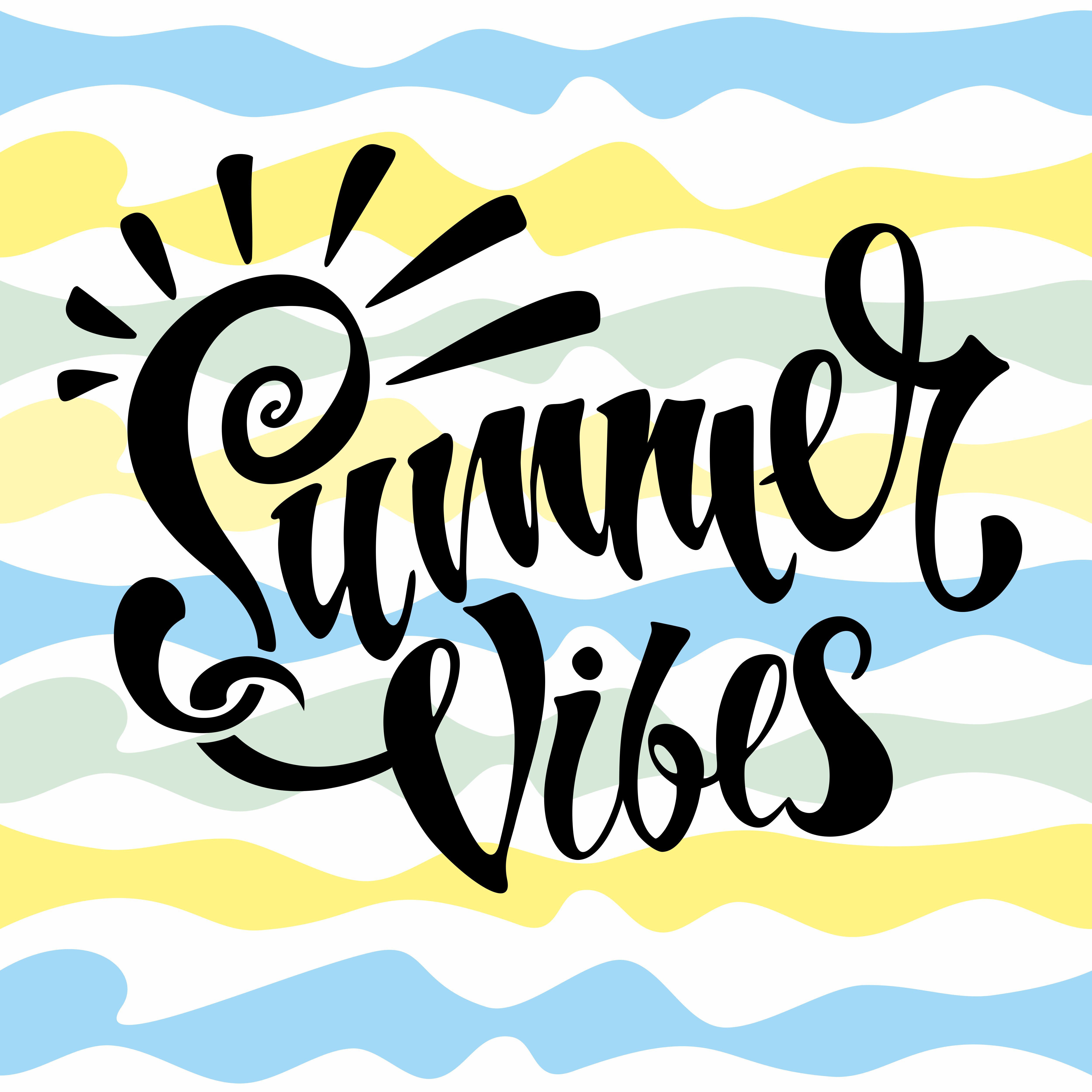 Summer vibes. Lettering. Card. Calligraphy. Stylish inspirational