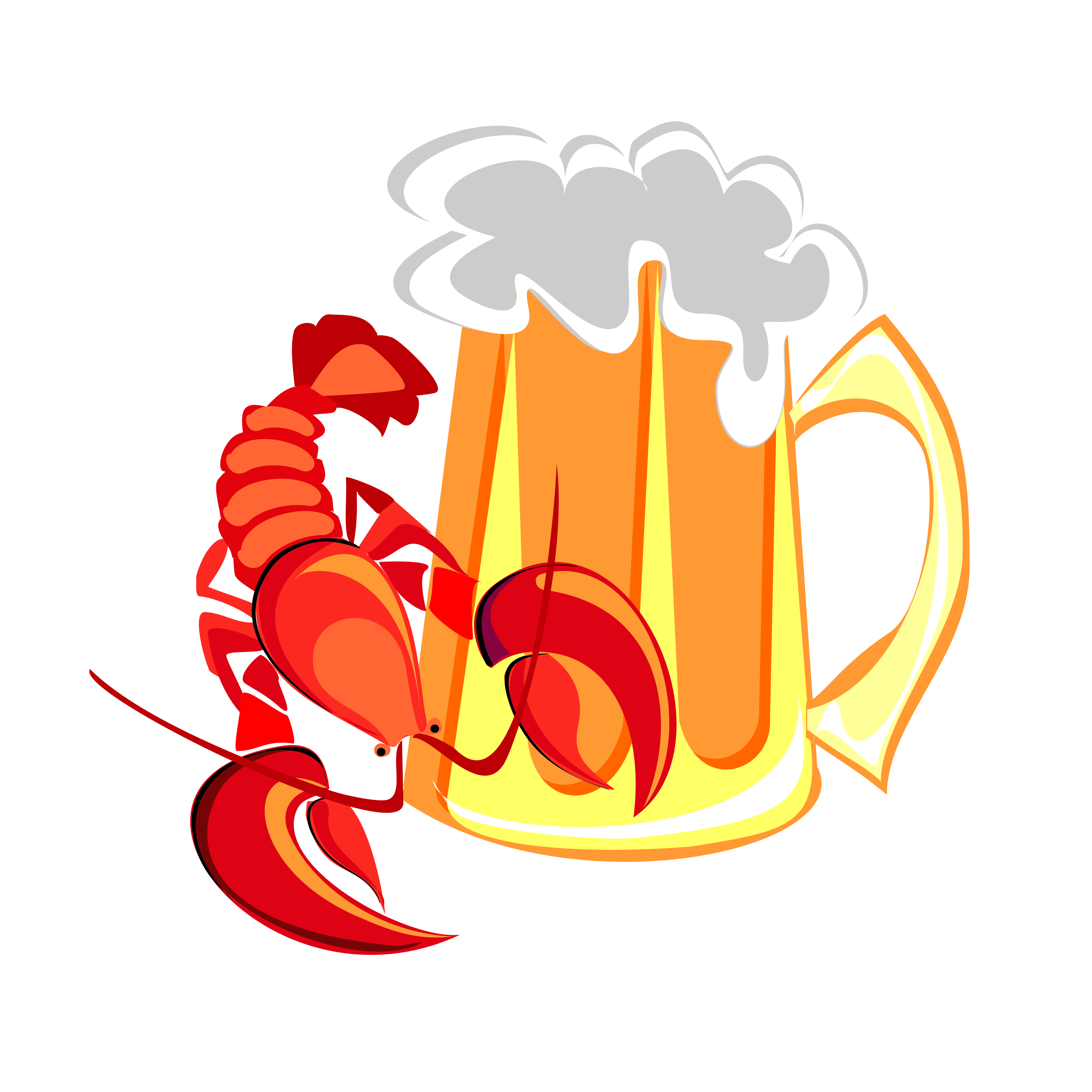 Lobster, cancer and beer. A mug of beer. Design for gastronomy and beer ...