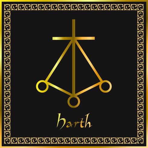 Karuna Reiki. Energy healing. Alternative medicine. Harth Symbol. Spiritual practice. Esoteric. Golden.Vector vector