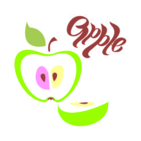 Manzana. letras. Clavo.Frutas. Concepto de diseño. Ilustracion vectorial vector