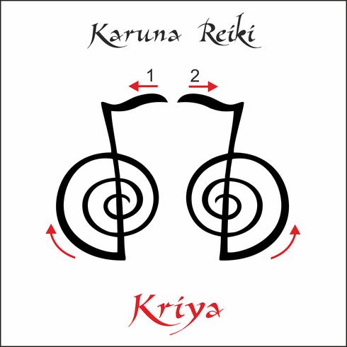 Karuna Reiki. Energía curativa. Medicina alternativa. Símbolo de Kriya. Práctica espiritual. Esotérico. Vector