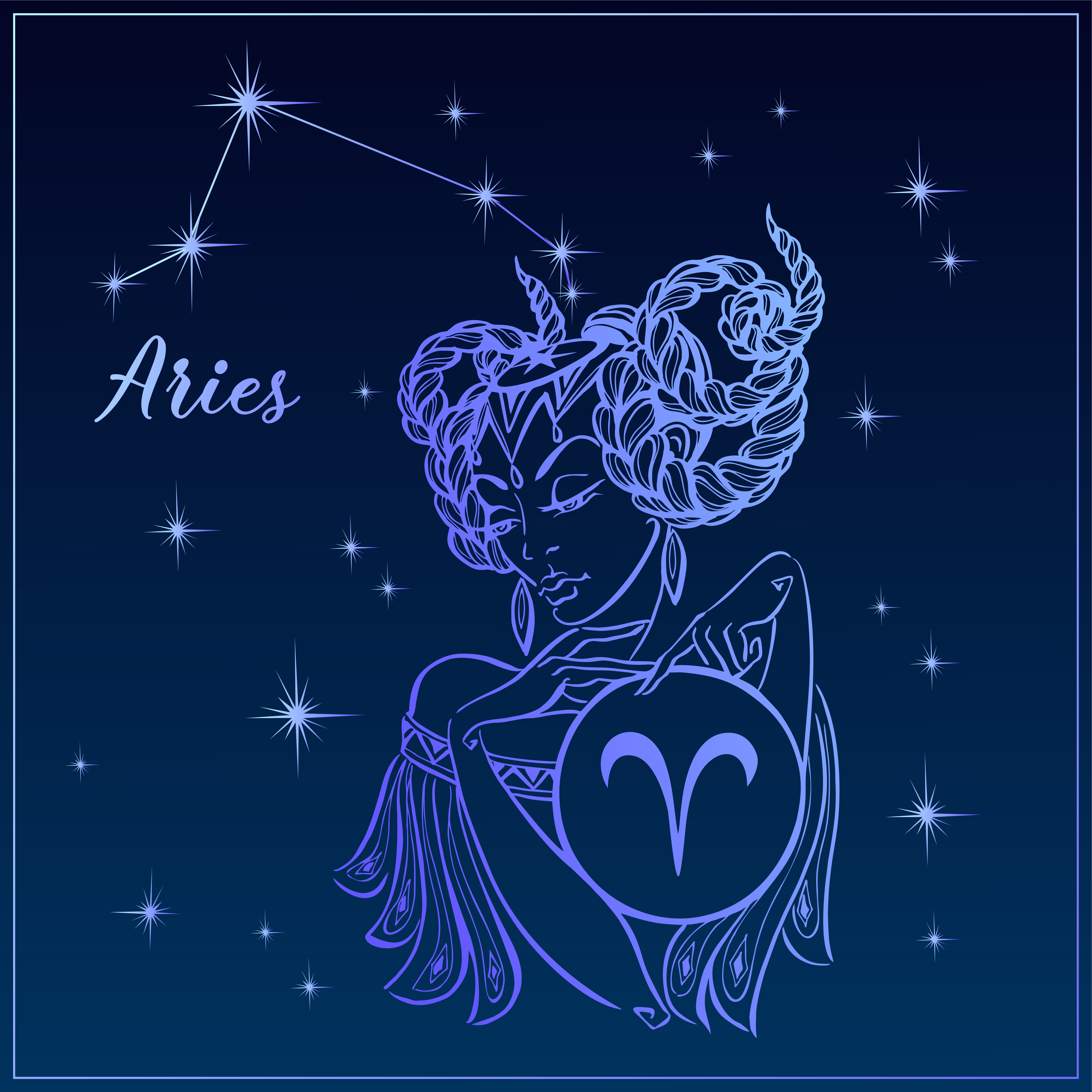 Zodiac sign Aries  as a beautiful girl The Constellation 