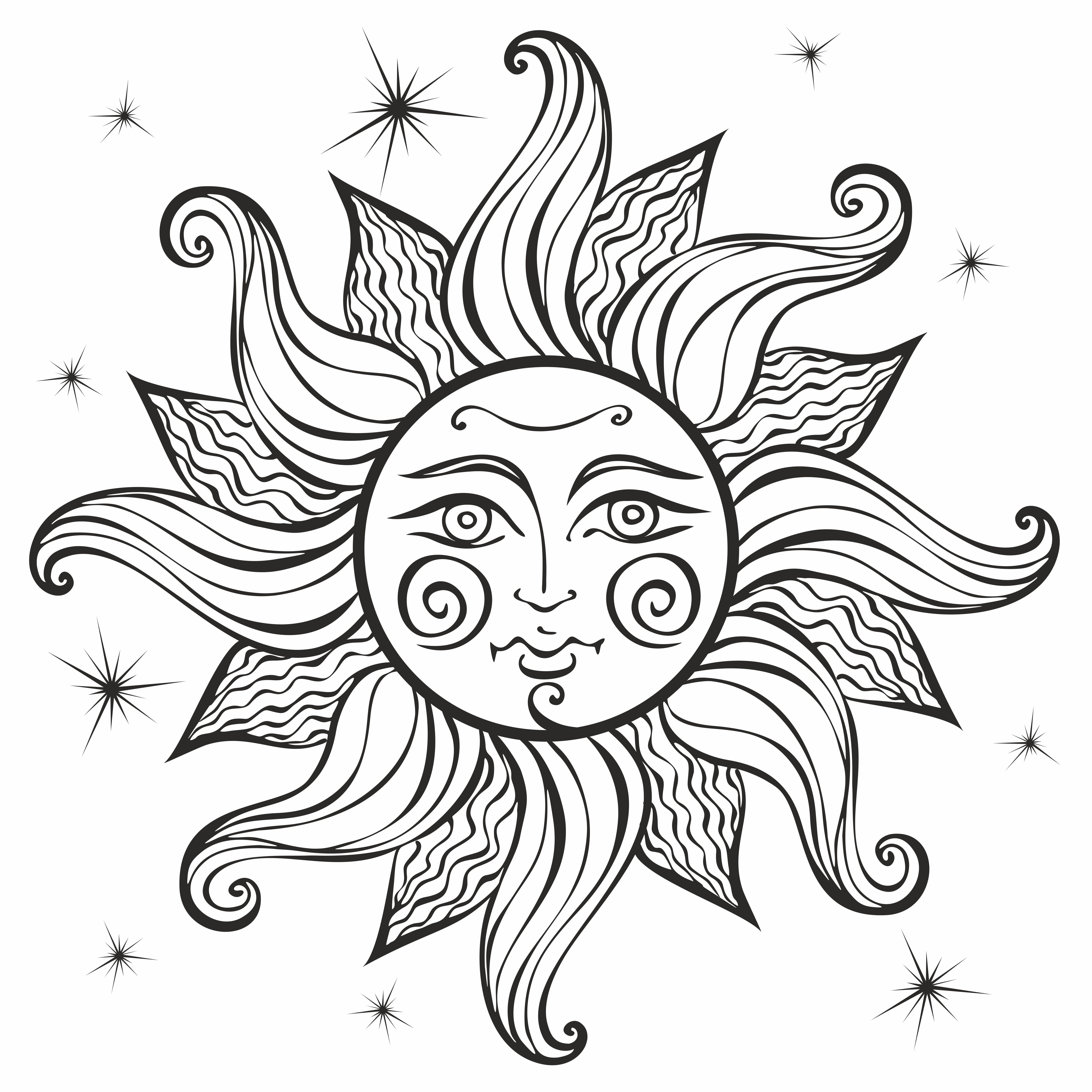 Download Sun. Vintage style. Astrology. Ethnic. Pagan. Boho Style. Coloring. Vector. 624373 Vector Art at ...