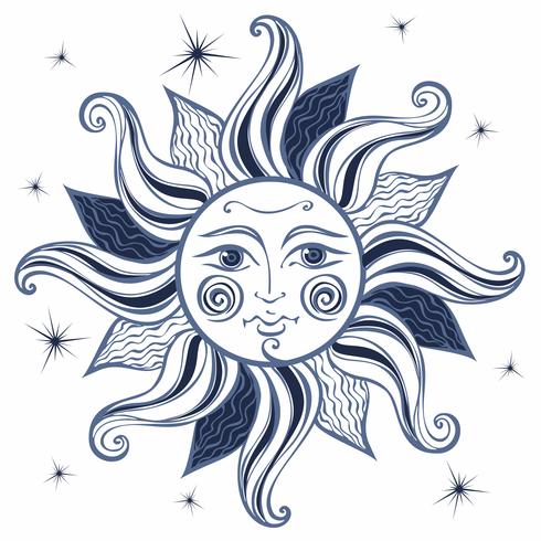 Sun. Vintage style. Astrology. Ethnic. Pagan. Boho Style. Vector. vector