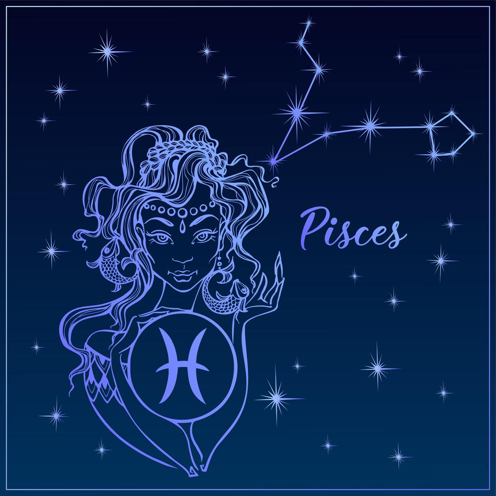 Zodiac sign Pisces as a beautiful girl. The Constellation Of Pisces ...