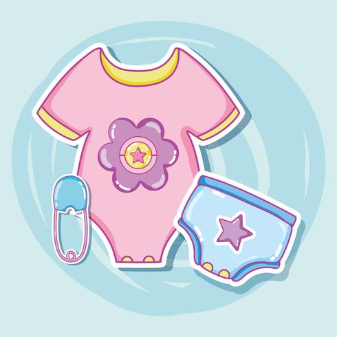 Cute baby clothes cartoons vector