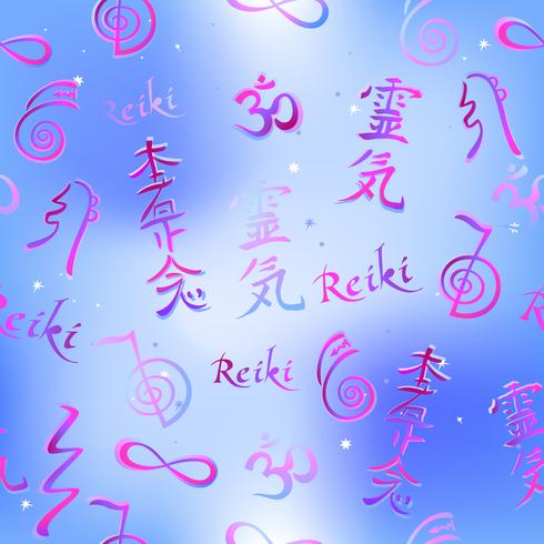 Seamless border with Reiki energy symbols. Esotericist. Energy healing. Alternative medicine. Vector. vector