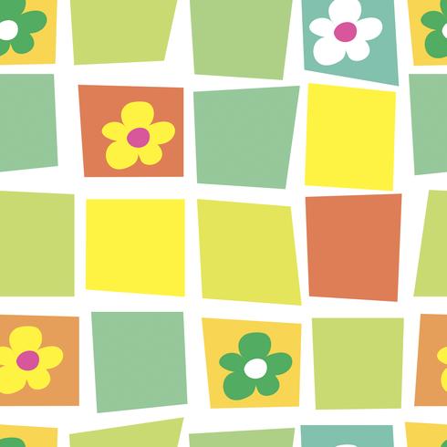 Seamless pattern. Mosaic. Floral. Gentle cartoon background. Patchwork. Vector. vector