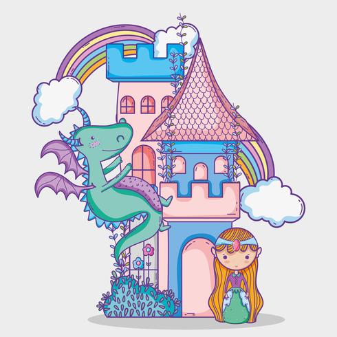 Magic world little princess hand drawing cartoon  vector