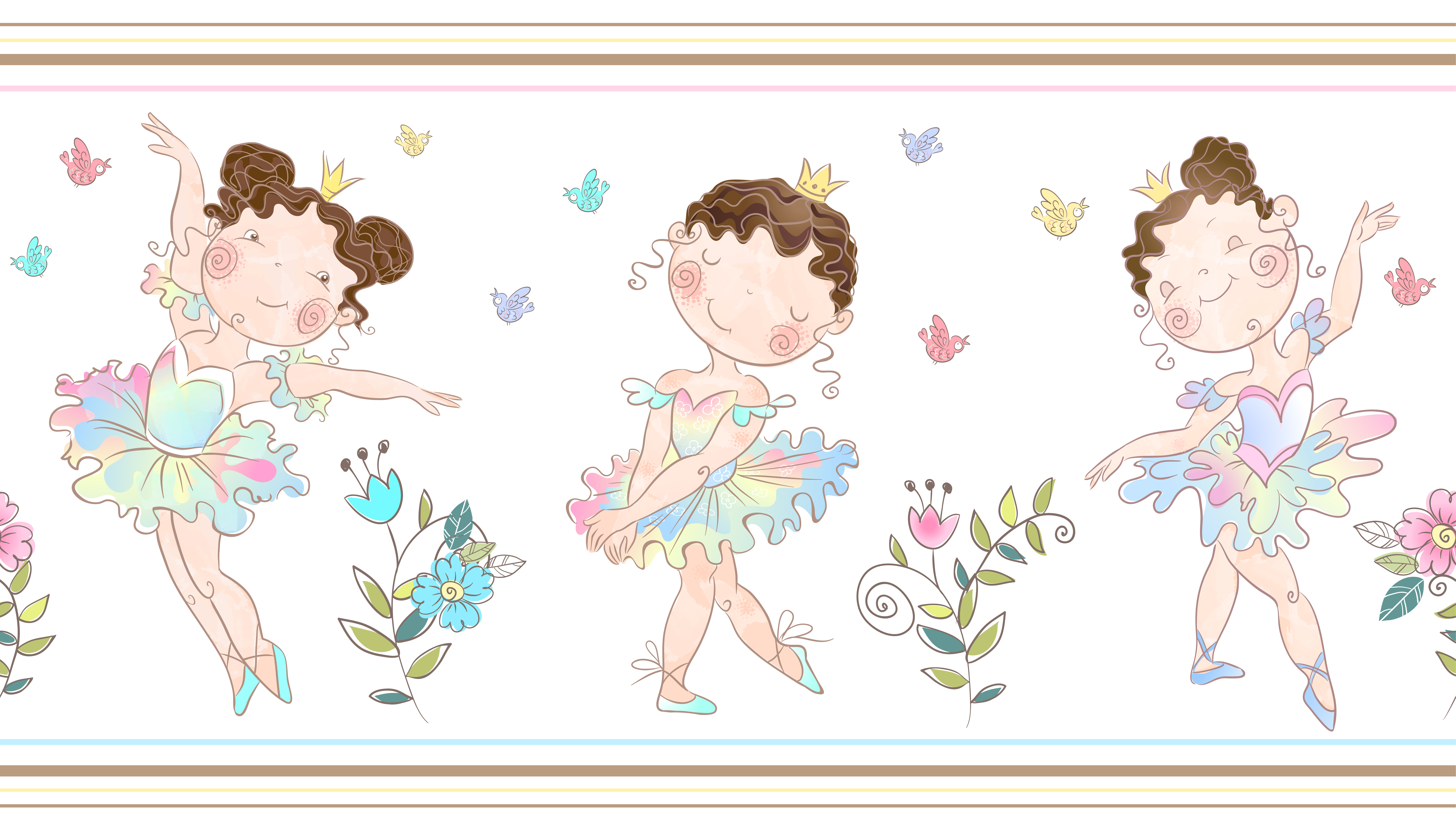 Download Seamless border with cute ballerinas girls. Vector ...
