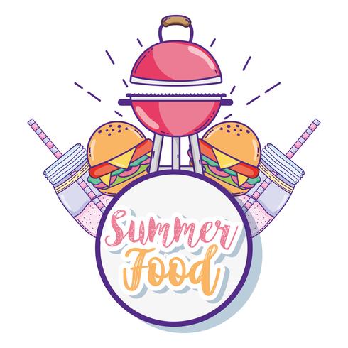 Summer food cartoons vector